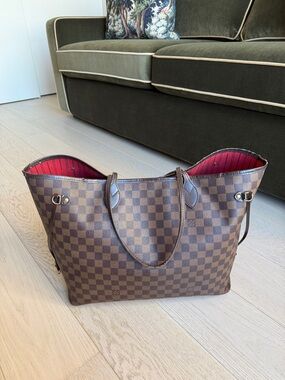 Louis Vuitton Neverfull GM Tote Damier Ebene Canvas Preowned Authentic Bag Purse